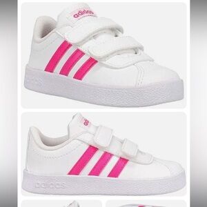 Toddler 6K Adidas VL Court 2.0 CMF I Kids White and Pink Sneakers Skateb…